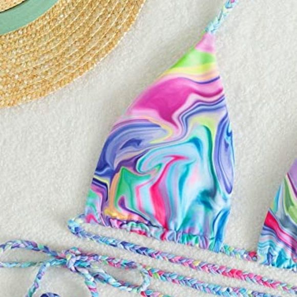 BTFBM Women Casual High Waisted Bikini Sets Swimsuit Leopard Print Triangle Two - Picture 4 of 6